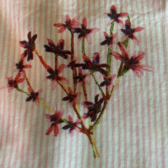 TOMMY HILFIGER button down cotton shirt. Pink & white stripes & florals, Coastal - Picture 10 of 11
